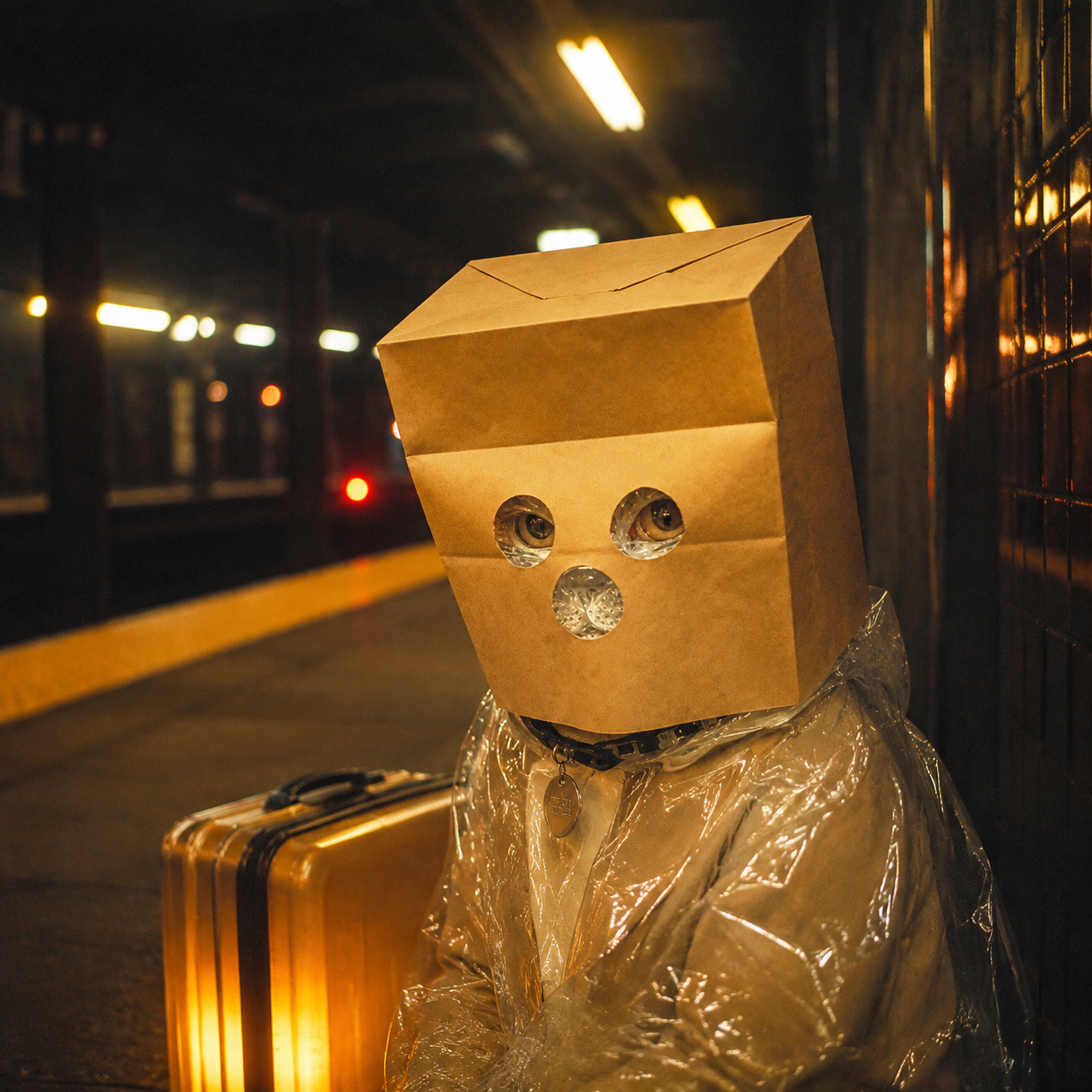 Anonymous Pons Cat at a subway platform